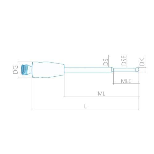 626103-5544-016 Stylus, Ø0.6 mm M3 XXT, Stepped, Ruby Sphere