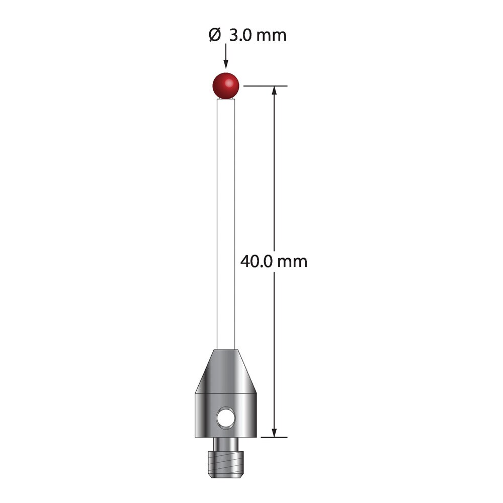 TM4-3041-5-C M4 3 mm Ruby tipped, Cylinder Stylus, L 41.5 mm